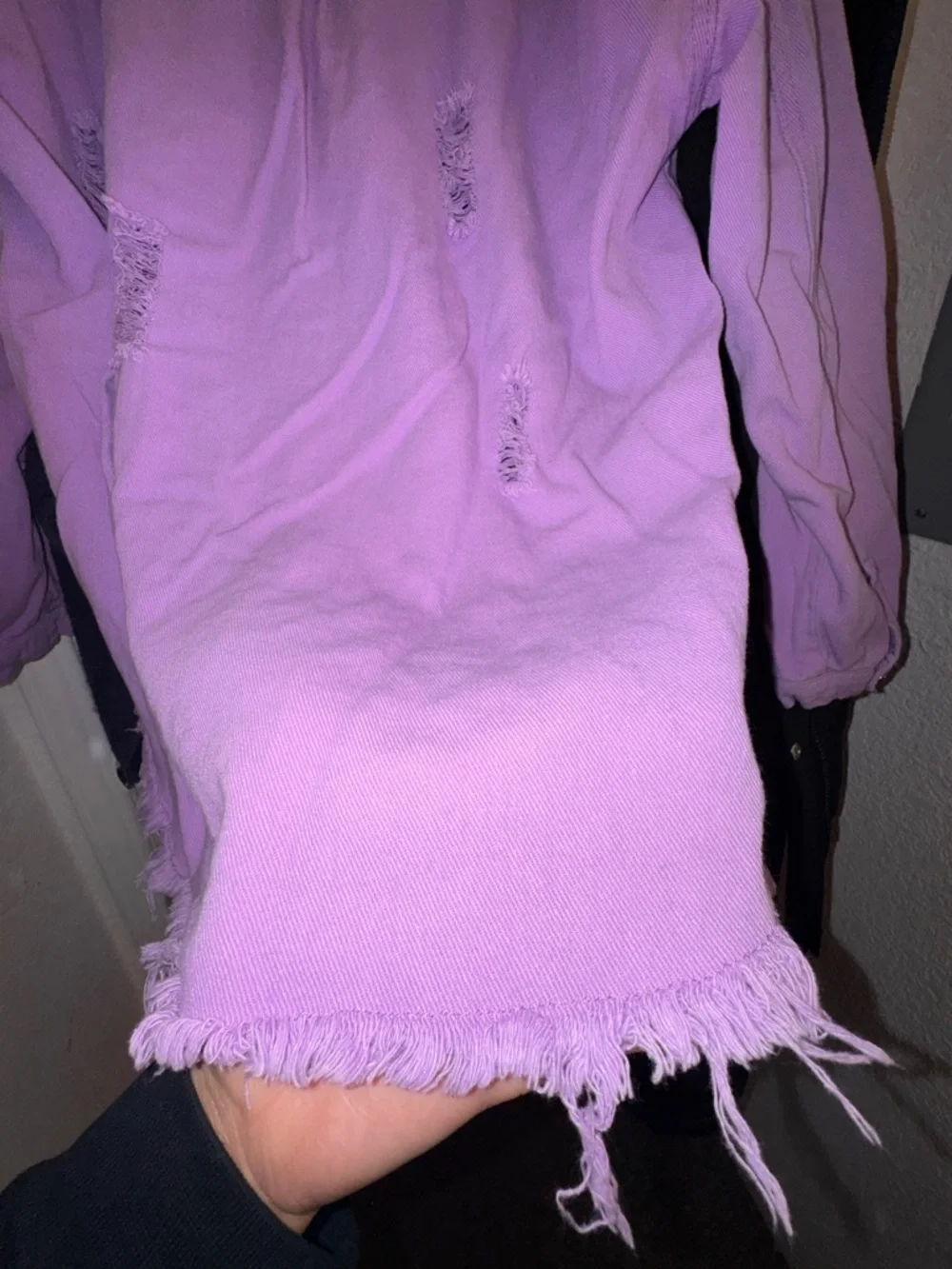 Lavender Distressed Button-Up Jacket - Picture 9 of 11